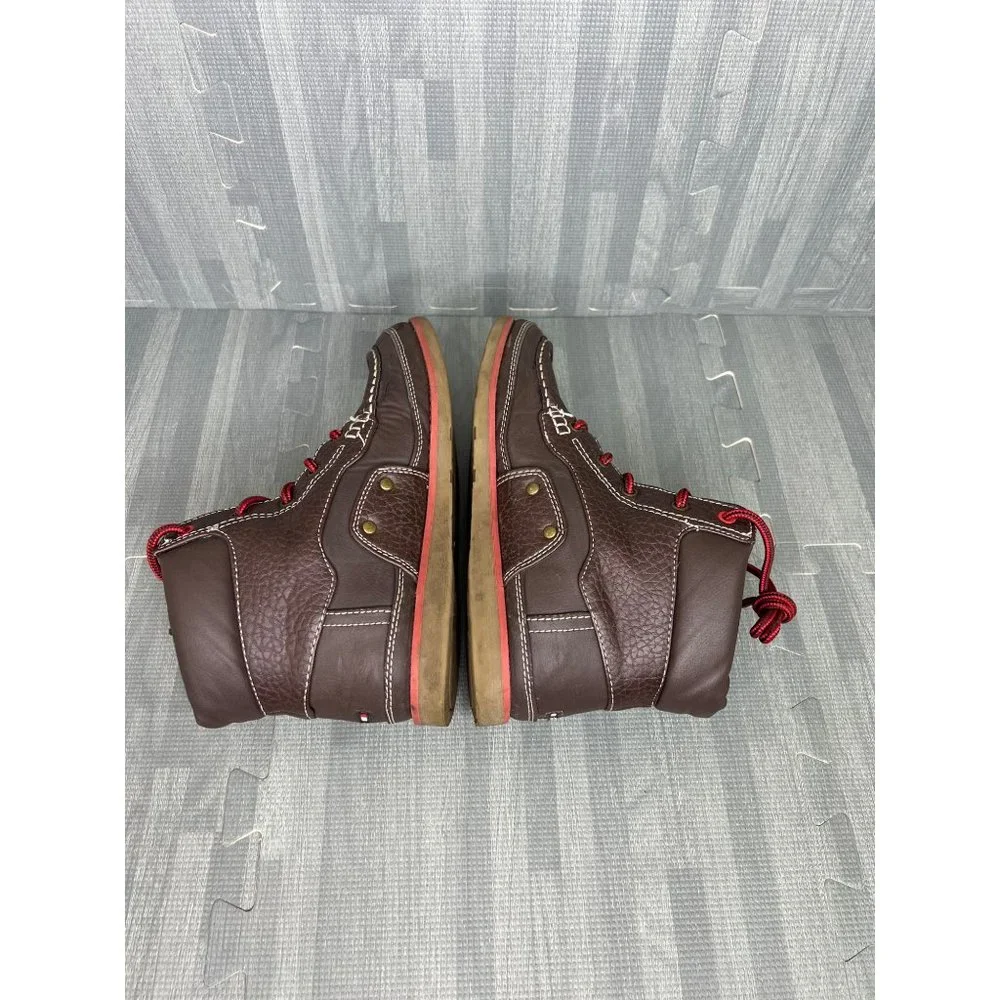 Tommy Hilfiger Boots Boys Size 4 Brown Leather lace Up Huntlee Mid Cut